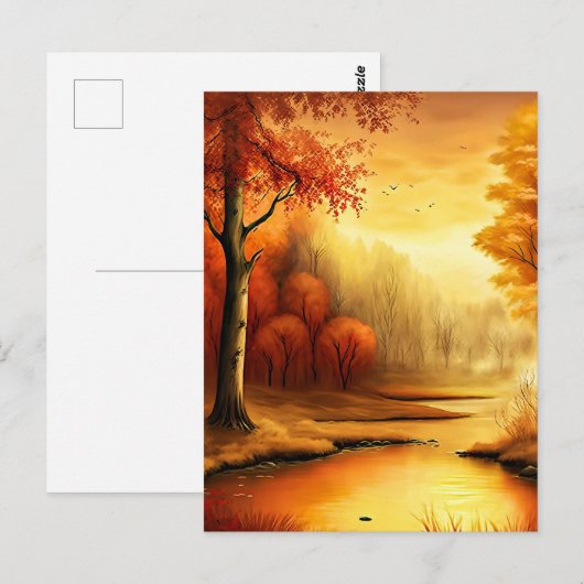 Herbstlandschaft Malerei-2 Postkarte (Vorne/Hinten)