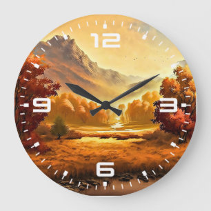Herbstlandschaft Malerei-68754 Große Wanduhr
