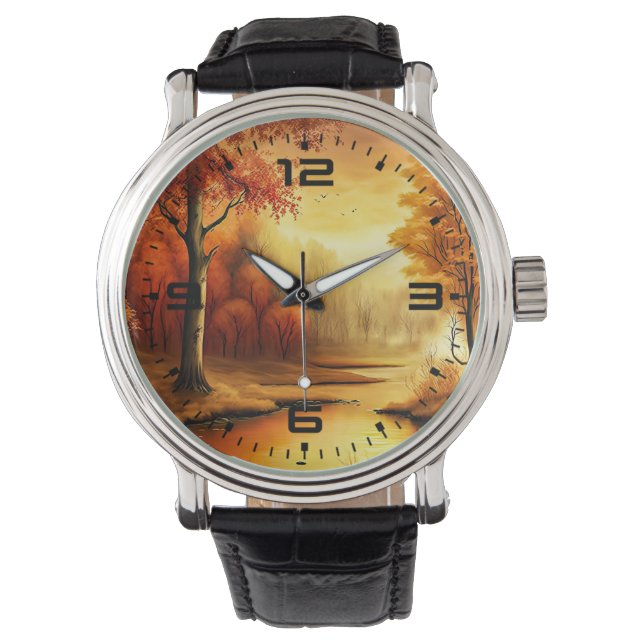 Herbstlandschaft Malerei-87546 Armbanduhr (Vorderseite)