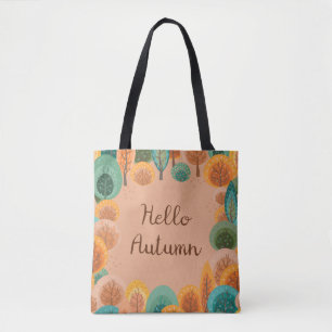 Herbstlandschaft mit abstrakter flacher handgezeic tasche