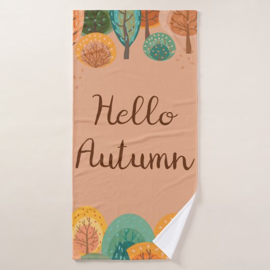 Herbstlandschaft mit abstrakter handgezeichneter E Badehandtuch (Badehandtuch)