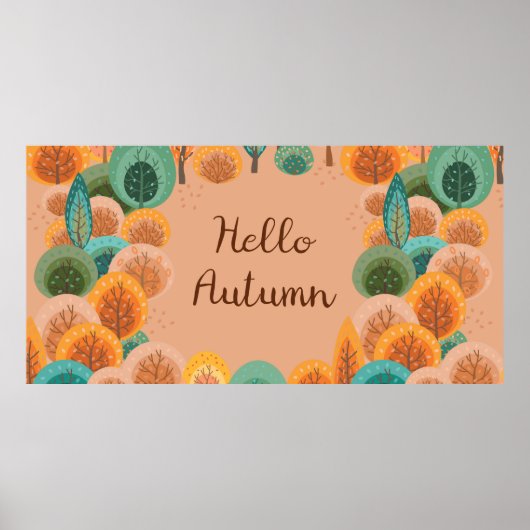 Herbstlandschaft mit abstrakter handgezeichneter E Poster (Vorne)