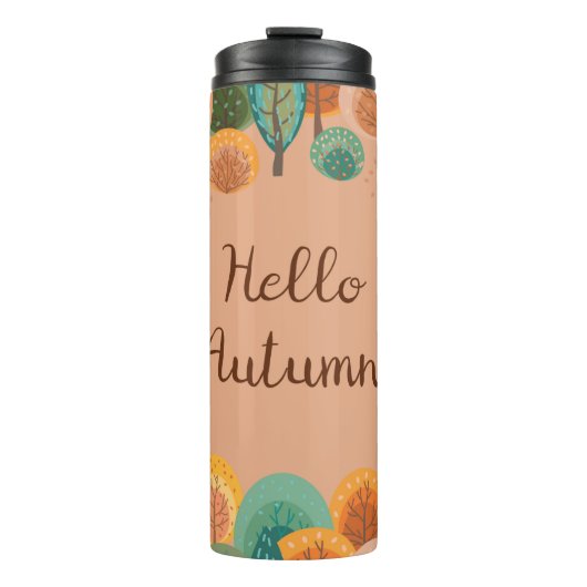 Herbstlandschaft mit abstrakter handgezeichneter E Thermosbecher (Vorderseite)