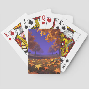Herbstlandschaft mit Ahornblättern Spielkarten