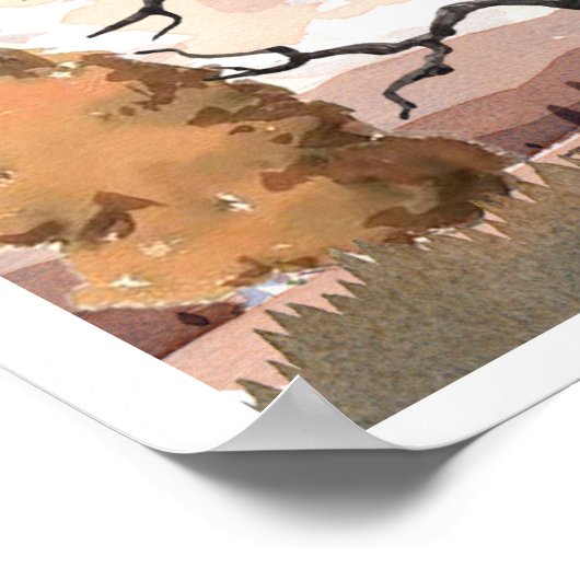 Herbstlandschaft mit Aquarellen Poster (Ecke)