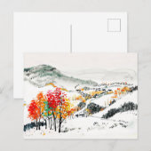 Herbstlandschaft mit Bergdorf Postkarte (Vorne/Hinten)