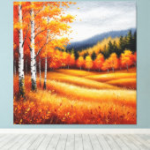 Herbstlandschaft mit Birkenbäumen Leinwanddruck (Insitu (Holzboden))