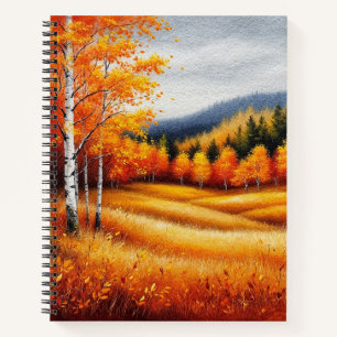 Herbstlandschaft mit Birkenbäumen Notizblock