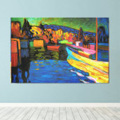 Herbstlandschaft mit Booten Leinwanddruck (Insitu (Holzboden))