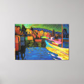 Herbstlandschaft mit Booten Leinwanddruck (Vorderseite)