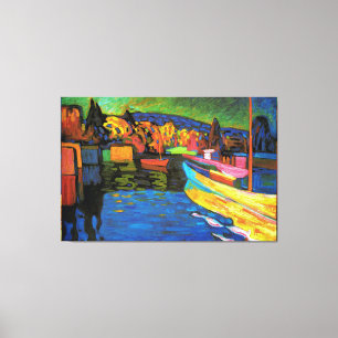 Herbstlandschaft mit Booten Leinwanddruck