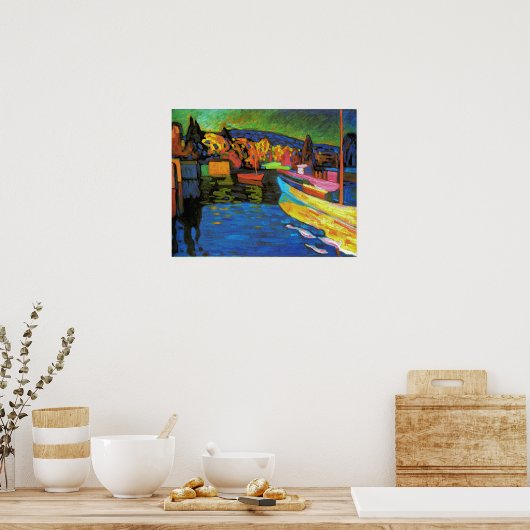 Herbstlandschaft mit Booten Poster (Küche)