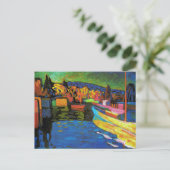 Herbstlandschaft mit Booten Postkarte (Stehend Vorderseite)