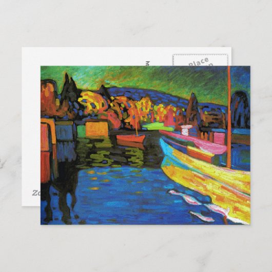 Herbstlandschaft mit Booten Postkarte (Vorne/Hinten)