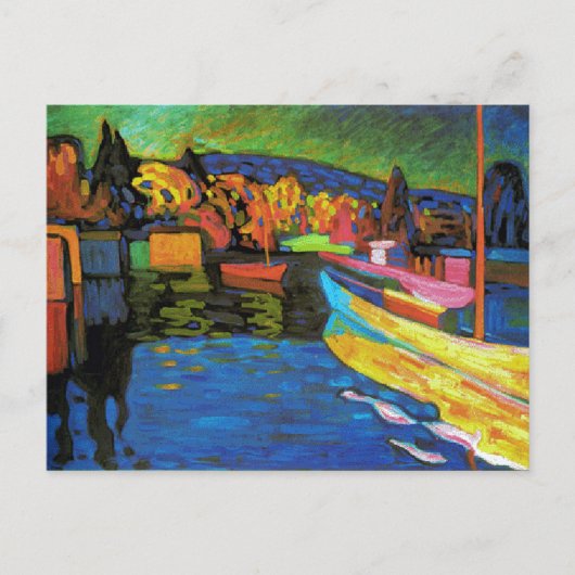 Herbstlandschaft mit Booten Postkarte (Vorderseite)