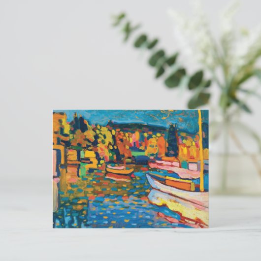 Herbstlandschaft mit Booten von Wassily Kandinsky Postkarte (Stehend Vorderseite)