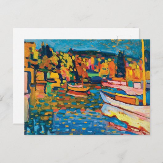 Herbstlandschaft mit Booten von Wassily Kandinsky Postkarte (Vorne/Hinten)