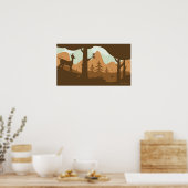 Herbstlandschaft mit Hirsch Poster (Küche)
