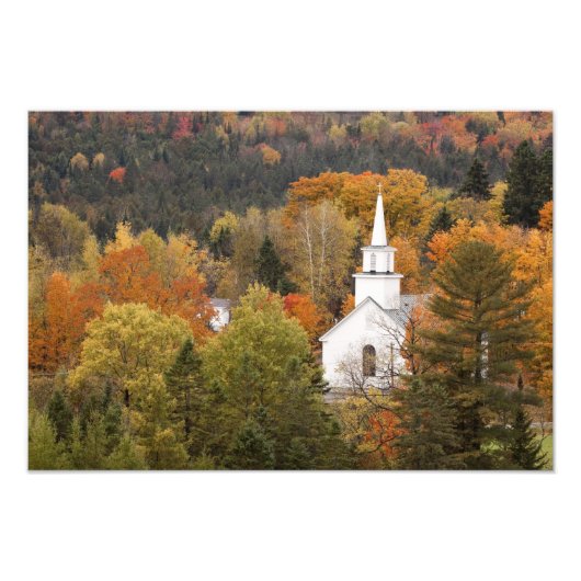 Herbstlandschaft mit Kirche, Vermont, USA Fotodruck (Vorne)