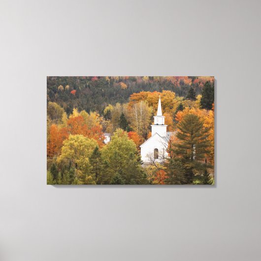 Herbstlandschaft mit Kirche, Vermont, USA Leinwanddruck (Vorderseite)
