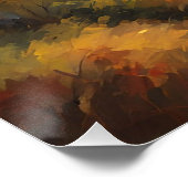 Herbstlandschaft mit Orangen Bäumen und Bergen Poster (Ecke)