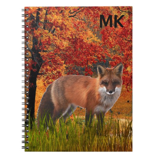 Herbstlandschaft mit Rotfuchs-Monogramm Notizblock (Vorderseite)