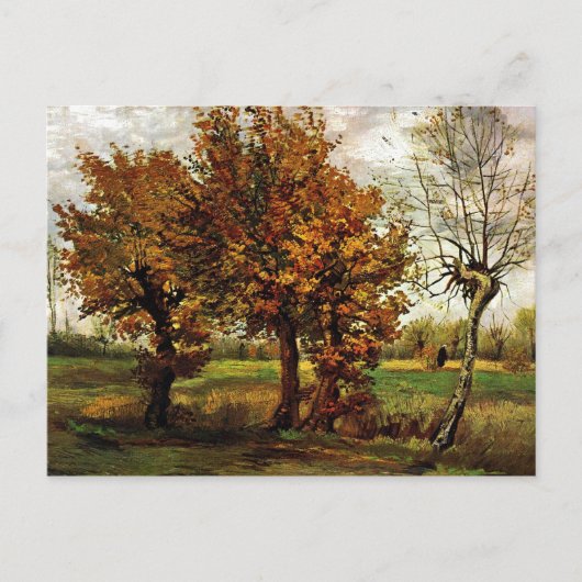 Herbstlandschaft mit vier Bäumen von van Gogh Postkarte (Vorderseite)