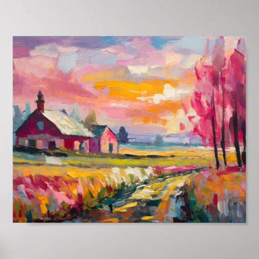 Herbstlandschaft Moderne Abstrakte Kunst Poster (Vorne)