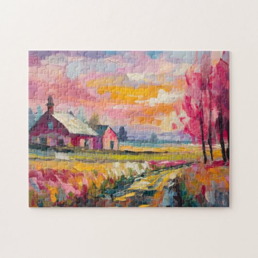 Herbstlandschaft Moderne Abstrakte Kunst Puzzle (Horizontal)
