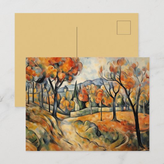 Herbstlandschaft Moderne Kunst Postkarte (Vorne/Hinten)