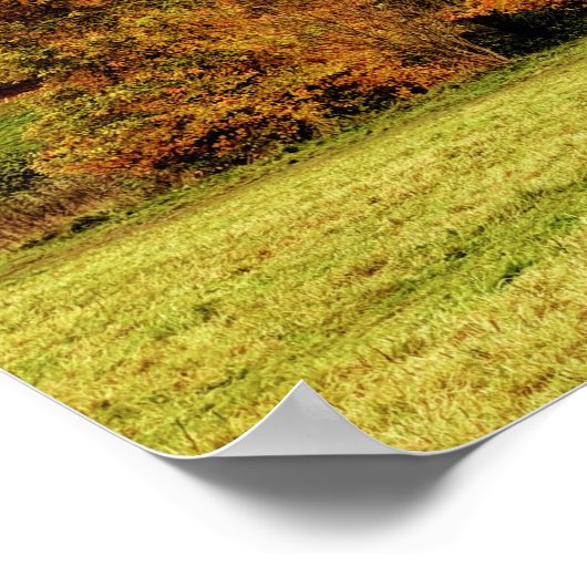 Herbstlandschaft Rot und Orange Poster (Ecke)