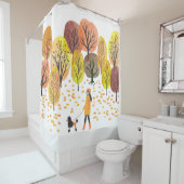 Herbstlandschaft. Vintage Darstellung der Wasserfa Duschvorhang (Beispiel)