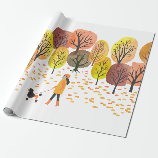 Herbstlandschaft. Vintage Darstellung der Wasserfa Geschenkpapier (Ungerollt)