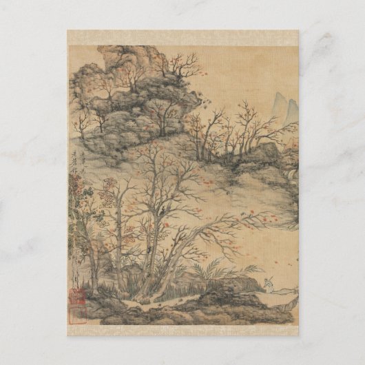 Herbstlandschaft von Chen Hongshou Postkarte (Vorderseite)