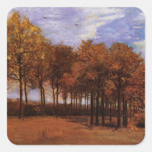 Herbstlandschaft von Vincent van Gogh Quadratischer Aufkleber