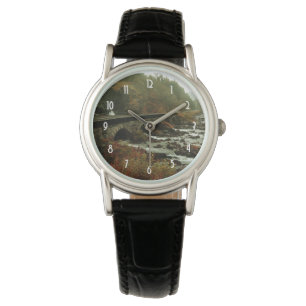 Herbstlandschaft Wald und Fluss Armbanduhr