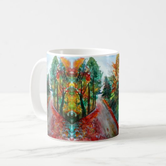 Herbstlandschaft Wasserfarbe Klassische weiße Tass Kaffeetasse (Vorderseite Links)