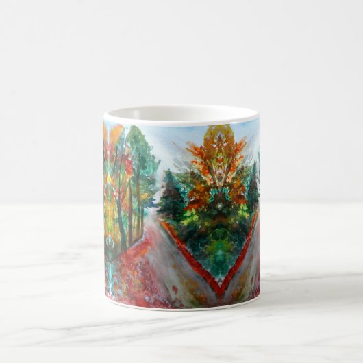Herbstlandschaft Wasserfarbe Klassische weiße Tass Kaffeetasse (Mittel)