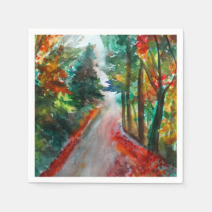 Herbstlandschaft Wasserfarbencocktail Papier Napki Serviette