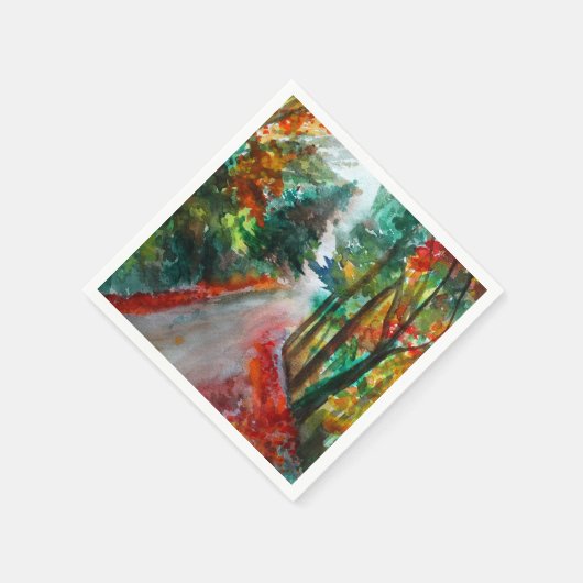 Herbstlandschaft Wasserfarbencocktail Papier Napki Serviette (Ecke)
