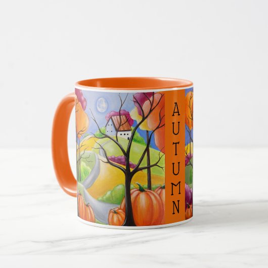 Herbstlandschaft Whimsikkunst Tasse (Vorderseite Links)