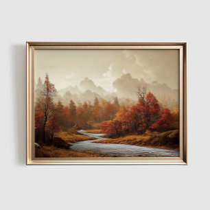 Herbstlandschaftsdruck, Herbstlaubkunst, Herbst Poster