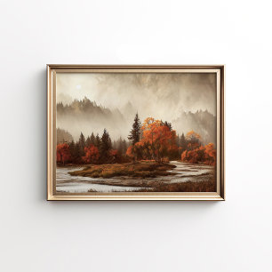 Herbstlandschaftsdruck, Herbstlaubkunst, Herbst Poster