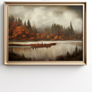 Herbstlandschaftsdruck, Herbstlaubkunst, Herbst Poster