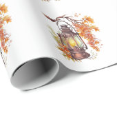 Herbstlaternen Lampen Muster orange Geschenkpapier (Rolleneckpunkt)