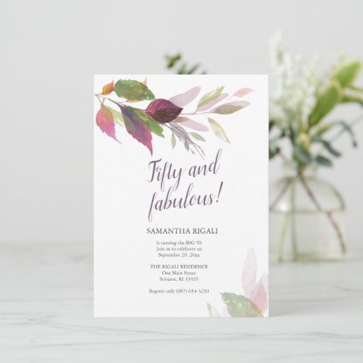 Herbstlaub 50. Geburtstagsfeierlichkeiten Einladung (Stehend Vorderseite)