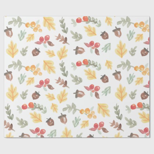 Herbstlaub Acorns Herbstmuster Wasserfarbe Geschenkpapier (Flach)