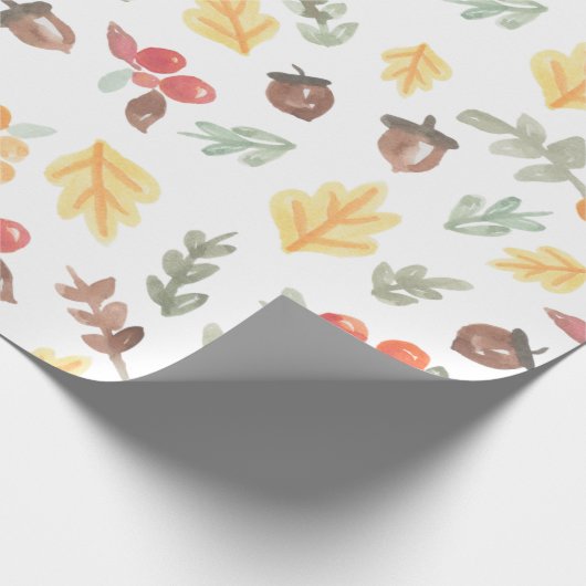 Herbstlaub Acorns Herbstmuster Wasserfarbe Geschenkpapier (Ecke)
