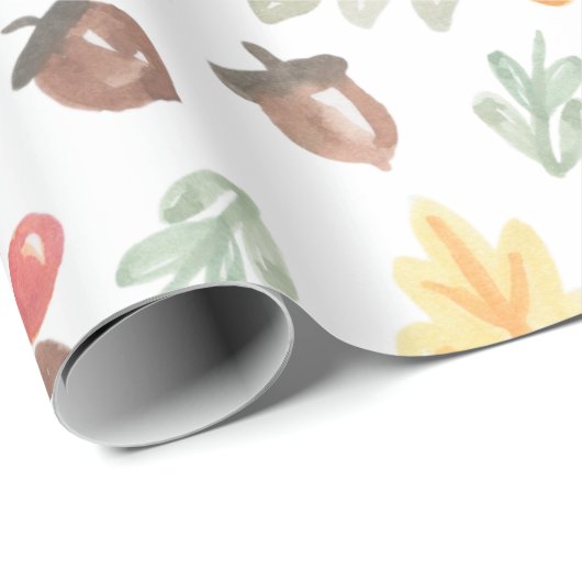 Herbstlaub Acorns Herbstmuster Wasserfarbe Geschenkpapier (Rolleneckpunkt)
