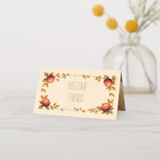 Herbstlaub & Äpfel Platzkarte (Rückseite)